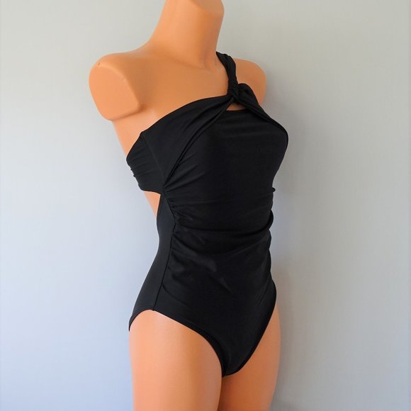 Rachel Roy One Piece One Shoulder Black Swimsuit - Picture 2 of 4